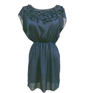 One Clothing 3D Flower Detail Navy Sheer D…